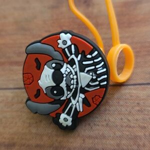 Blue Alien Jack Skeleton Mashup Silicone Straw Topper Cover Halloween